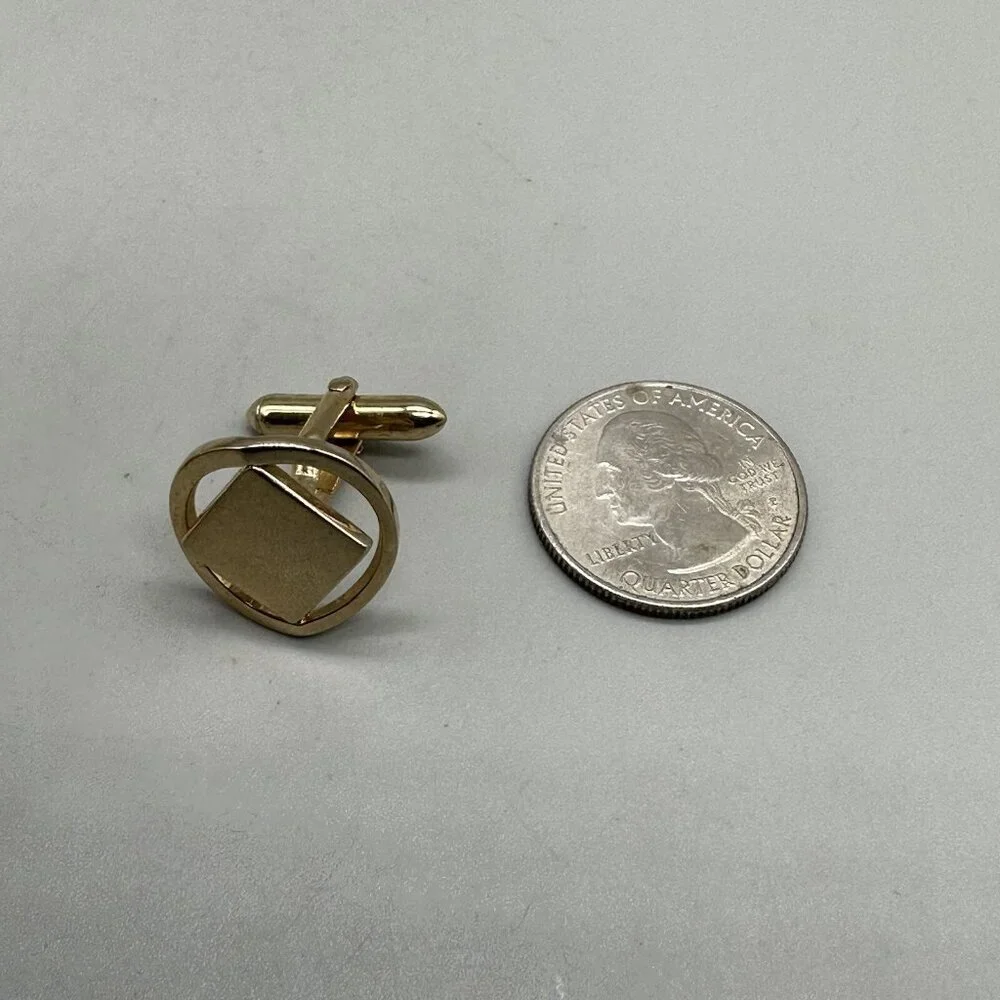 Vintage Swank Men Cufflinks Set of 2 Gold Tone Mesh Rhinestone Modern Square